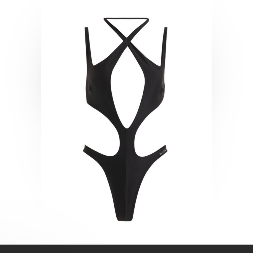 Mugler halter cutout swimsuit